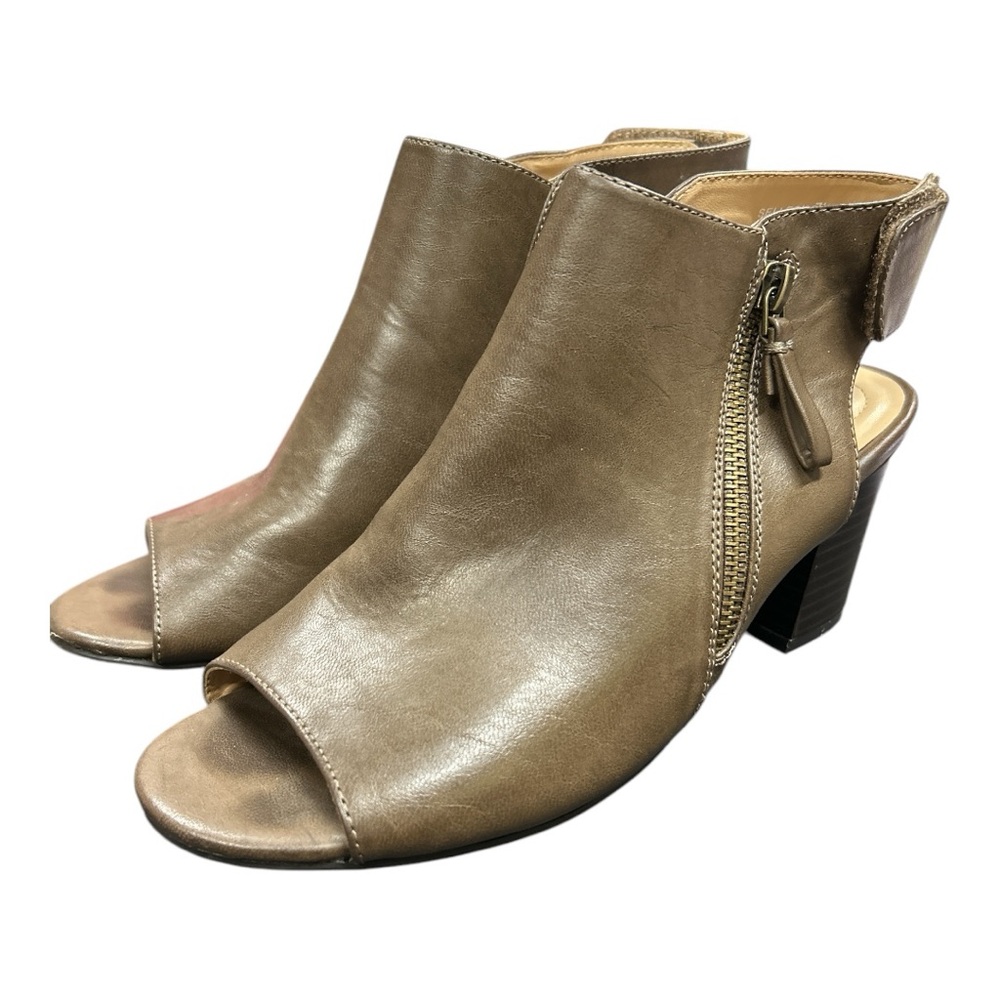 Andrew Geller chocolate brown selleck Peep-Toe with Chunky Heel sz 7.5